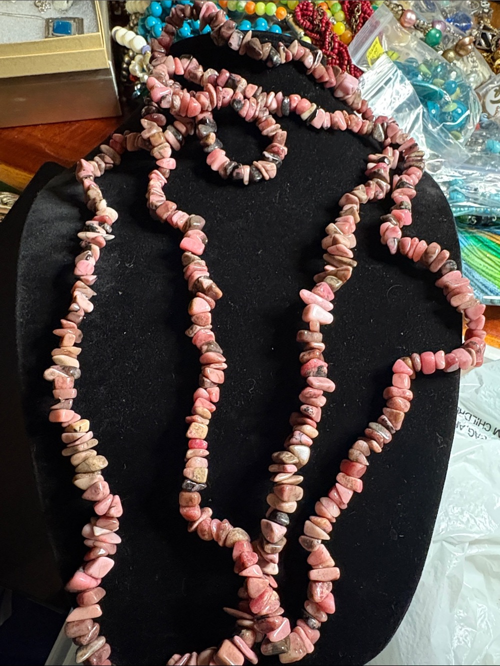 Pink Rhodochrosite Chip Necklace x2